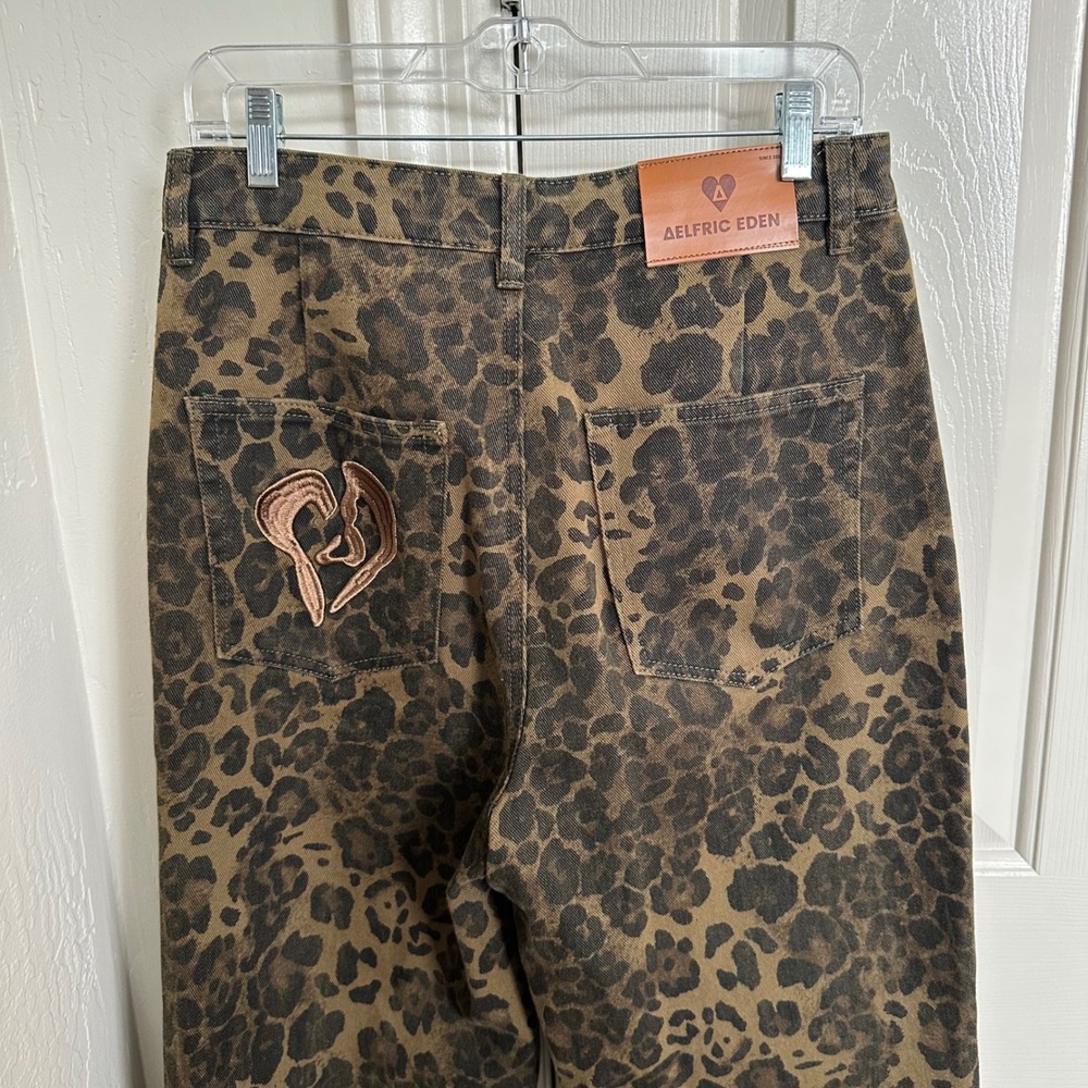 Aelfric Eden Leopard Print Straight Leg Jeans Brown‎ Size 30 - Picture 6 of 10